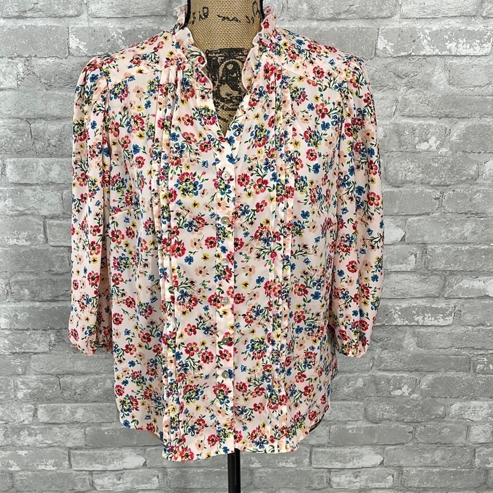 Nanette Lepore Floral Pleated Blouse
